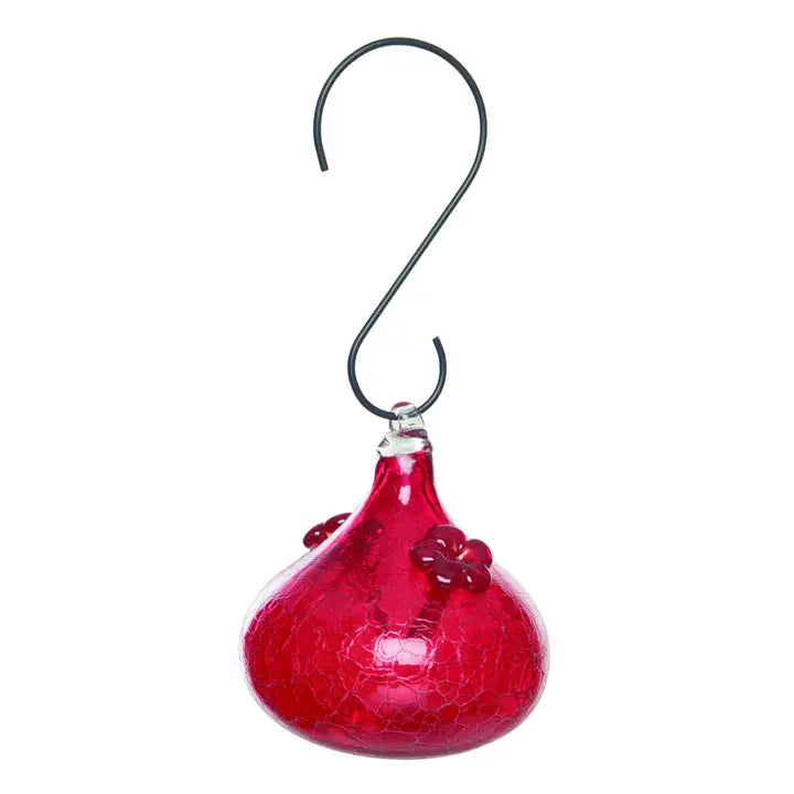 Glass Red Drop Hummingbird Feeder