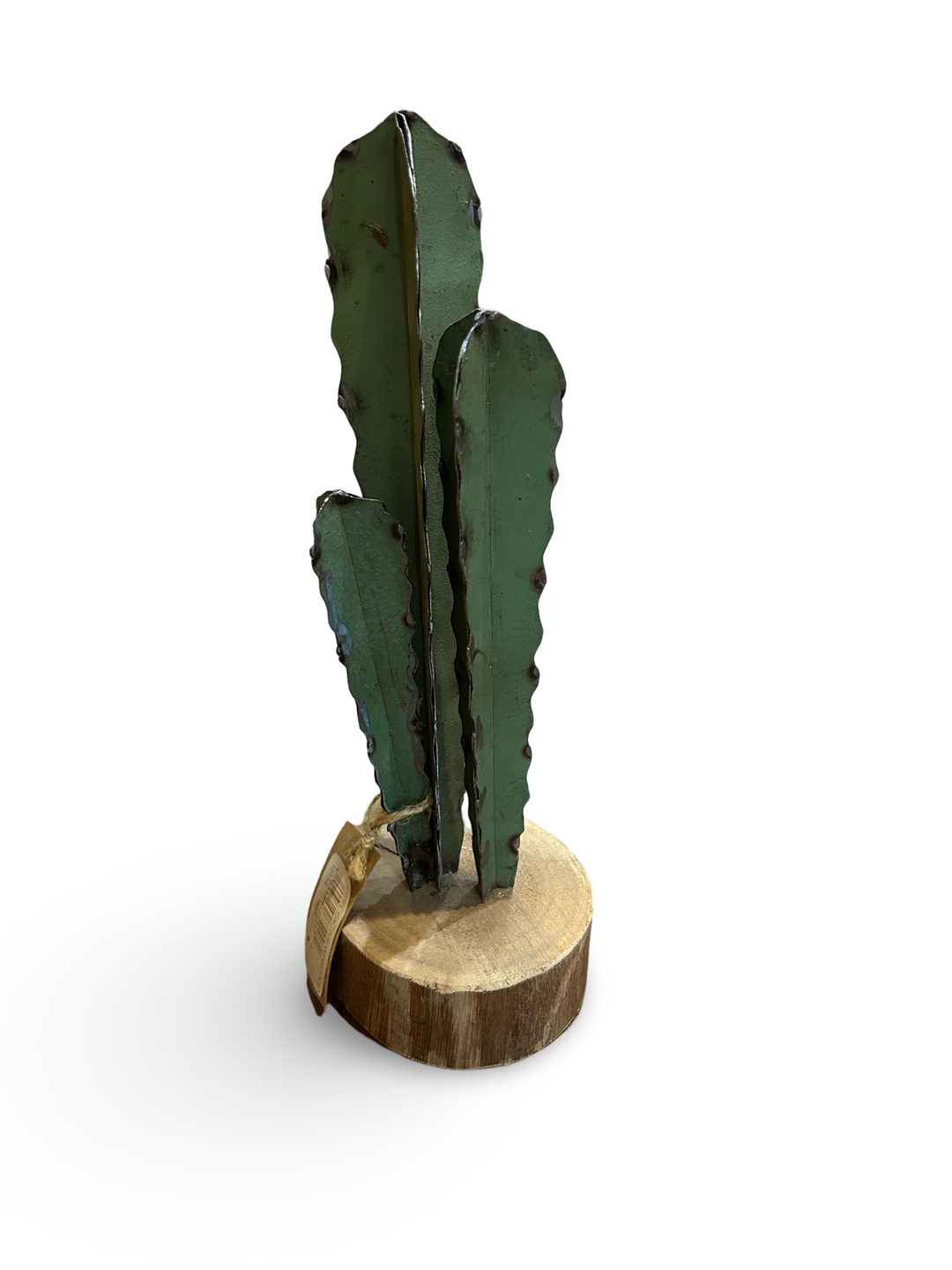 STEEL CACTUS W/ WOODEN BASE