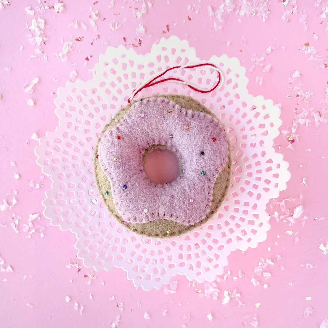 Donut Ornament, Felt Wool